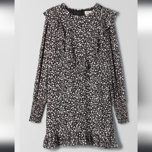 ARITZIA LITTLE MOON Gimlet Black White Floral Ruffle Dress S - Picture 6 of 7